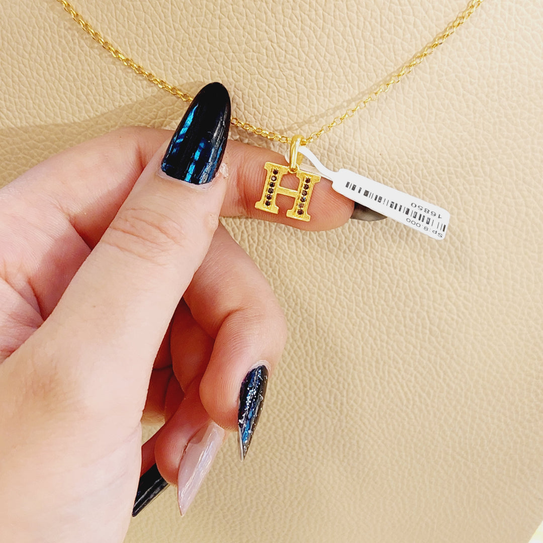 21K Gold H Letter Pendant by Saeed Jewelry - Image 4