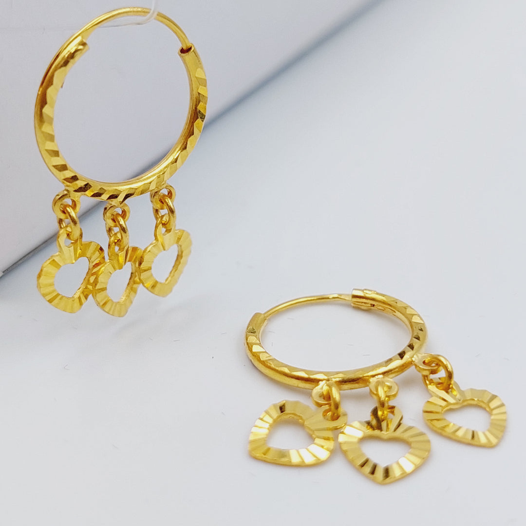 21K Gold Heart Earrings by Saeed Jewelry - Image 2