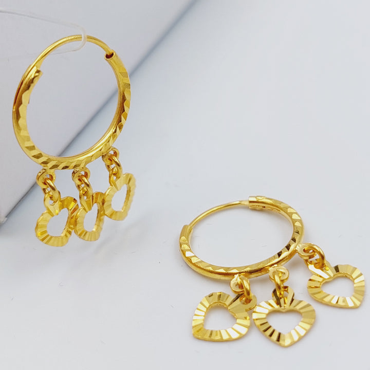 21K Gold Heart Earrings by Saeed Jewelry - Image 3