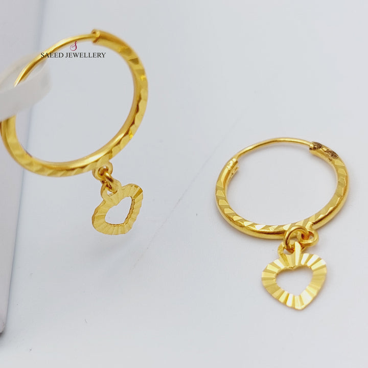 21K Gold Heart Earrings by Saeed Jewelry - Image 2