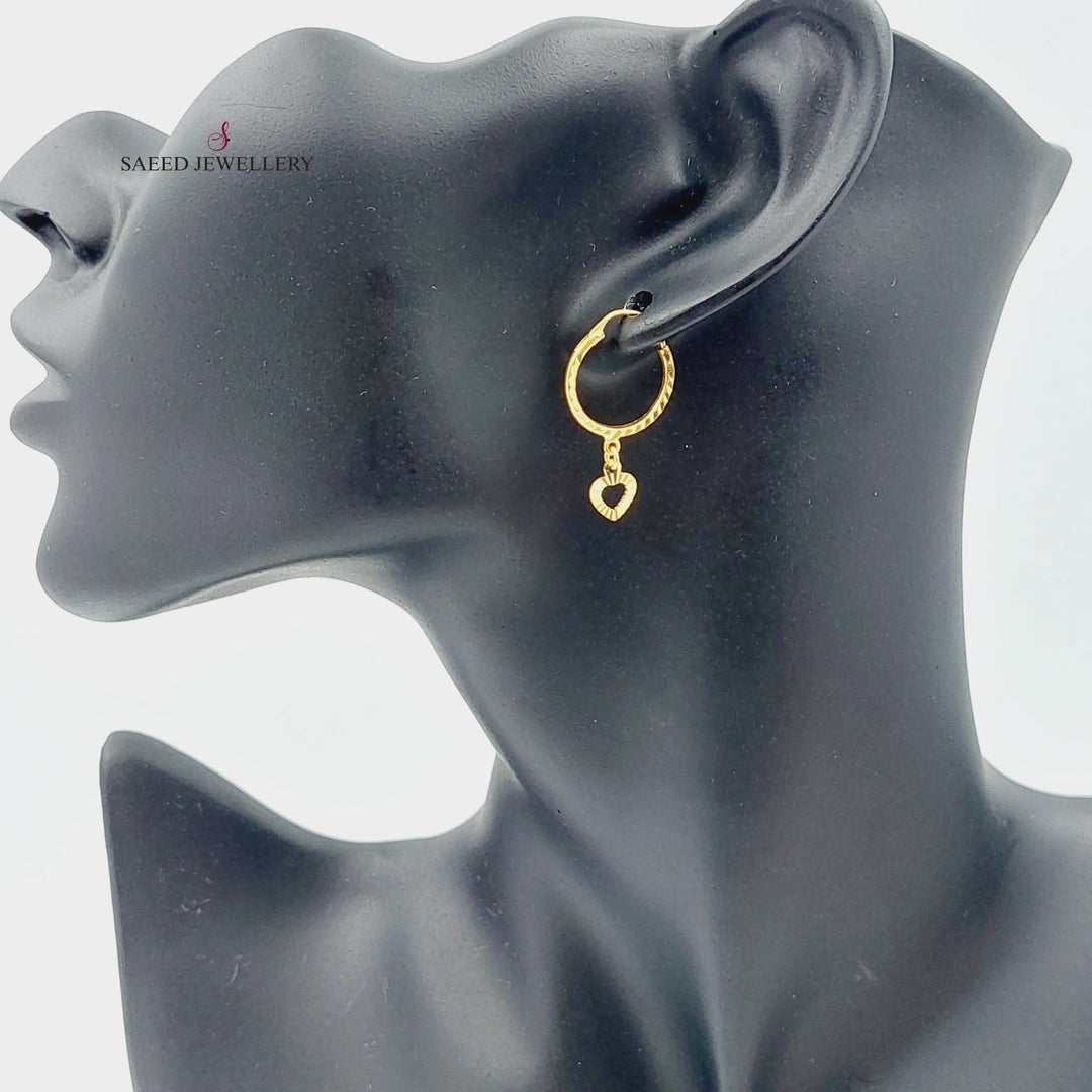 21K Gold Heart Earrings by Saeed Jewelry - Image 3