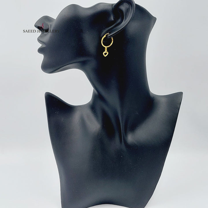 21K Gold Heart Earrings by Saeed Jewelry - Image 4