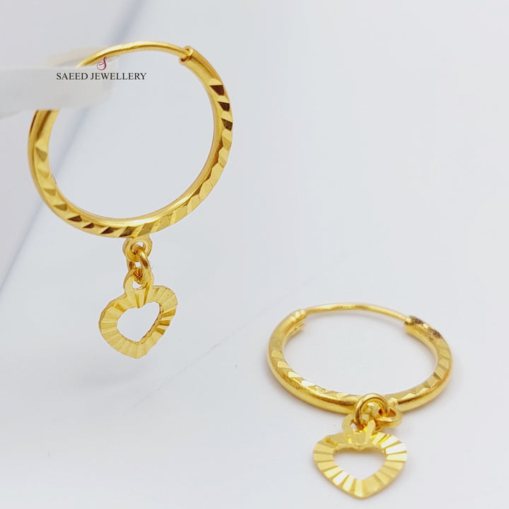 21K Gold Heart Earrings by Saeed Jewelry - Image 1