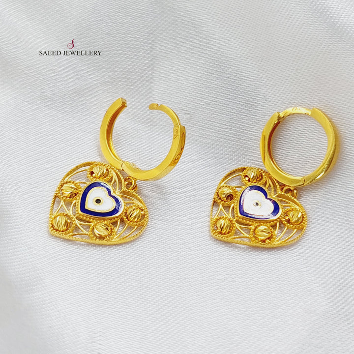 21K Gold Heart Earrings by Saeed Jewelry - Image 2