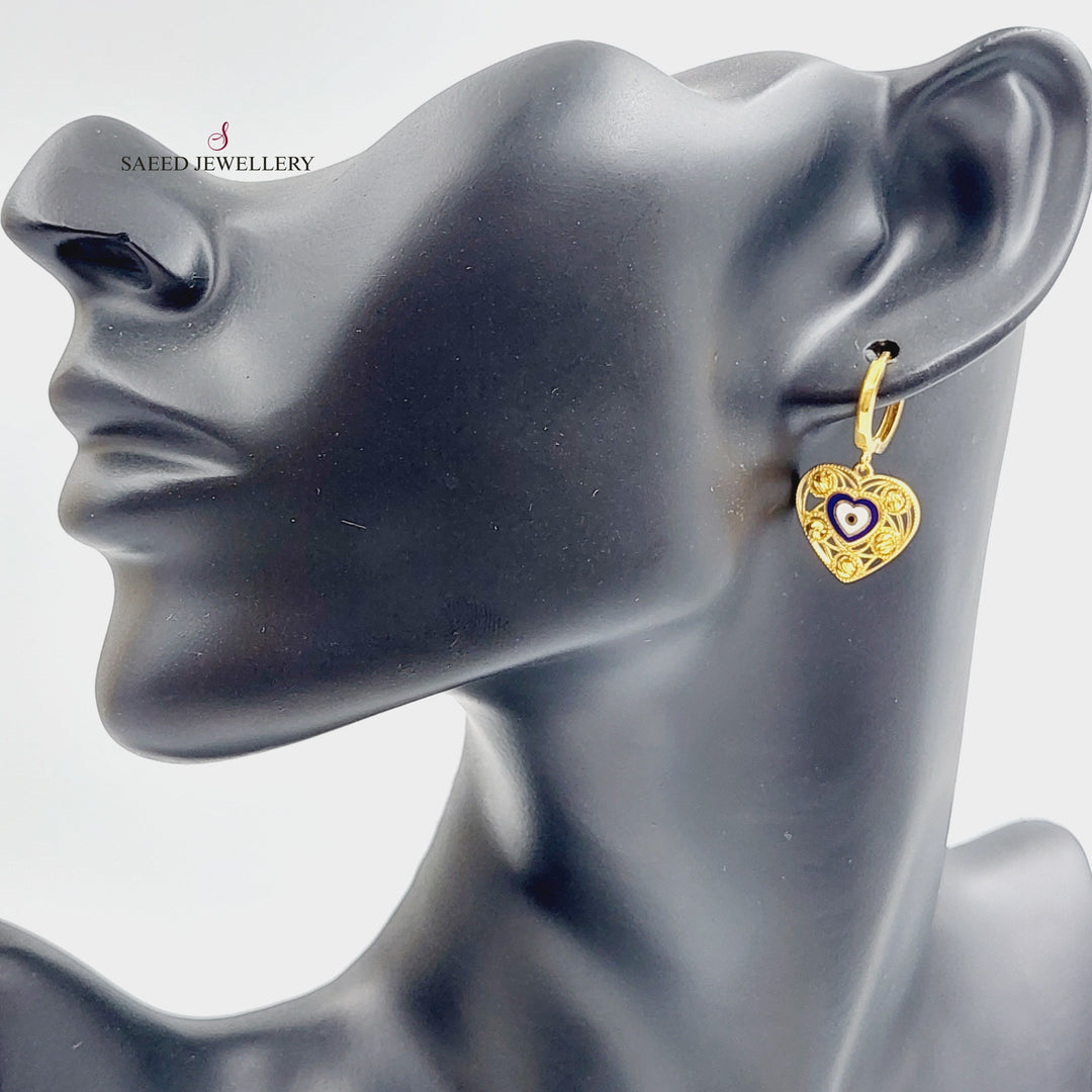 21K Gold Heart Earrings by Saeed Jewelry - Image 4