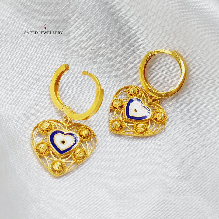 21K Gold Heart Earrings by Saeed Jewelry - Image 1