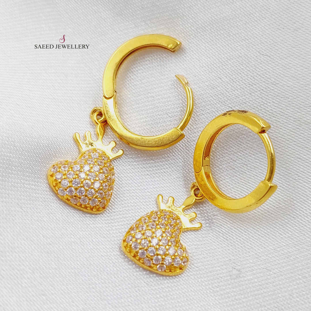 21K Gold Heart Earrings by Saeed Jewelry - Image 1