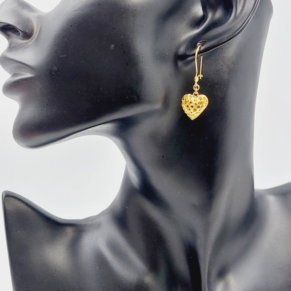 21K Gold Heart Earrings by Saeed Jewelry - Image 2