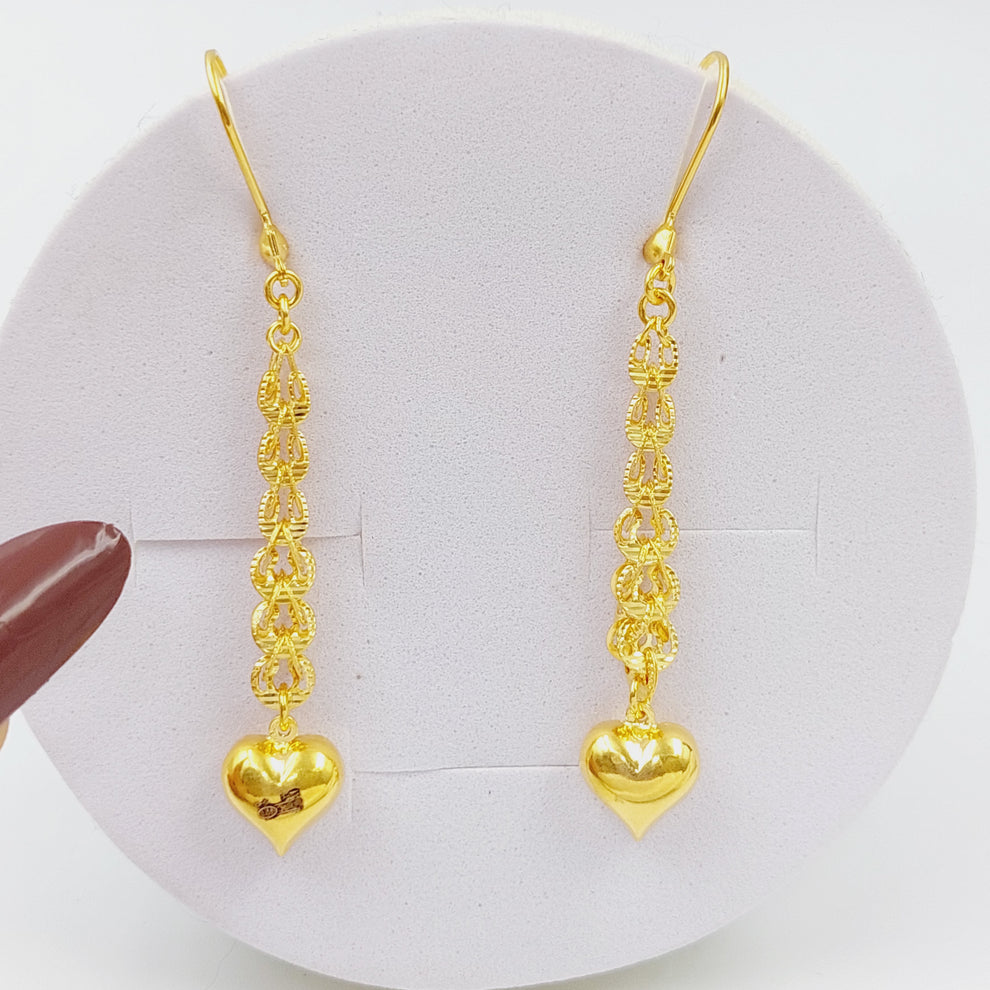 21K Gold Heart Earrings by Saeed Jewelry - Image 1