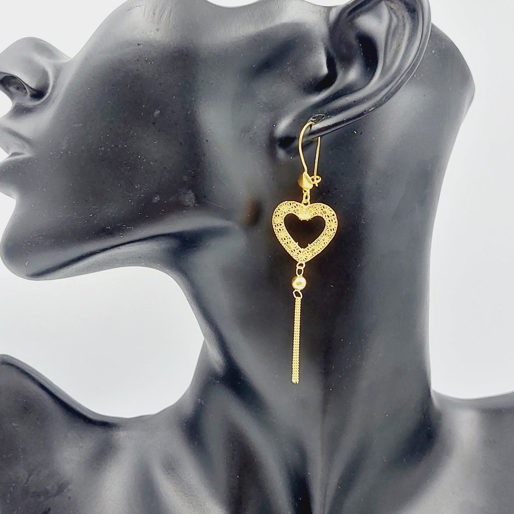 21K Gold Heart Earrings by Saeed Jewelry - Image 2