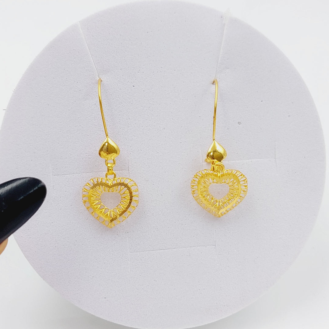 21K Gold Heart Earrings by Saeed Jewelry - Image 1