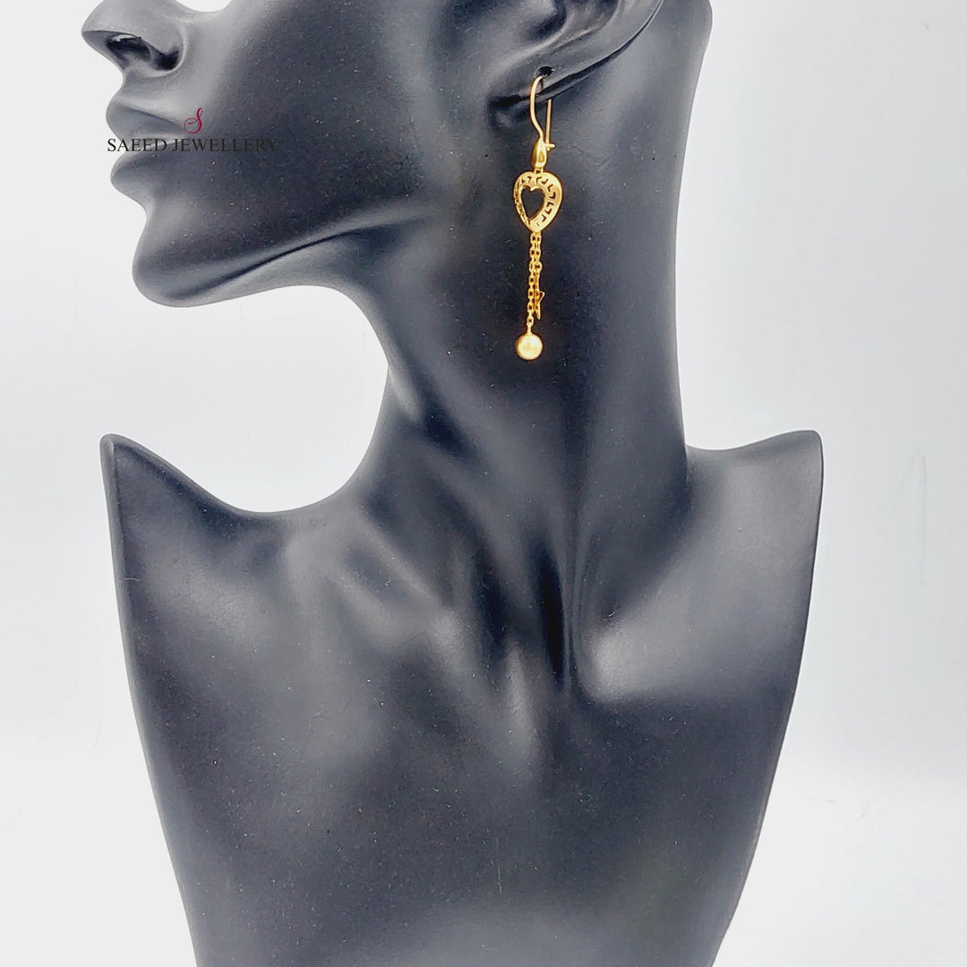 21K Gold Heart Earrings by Saeed Jewelry - Image 3