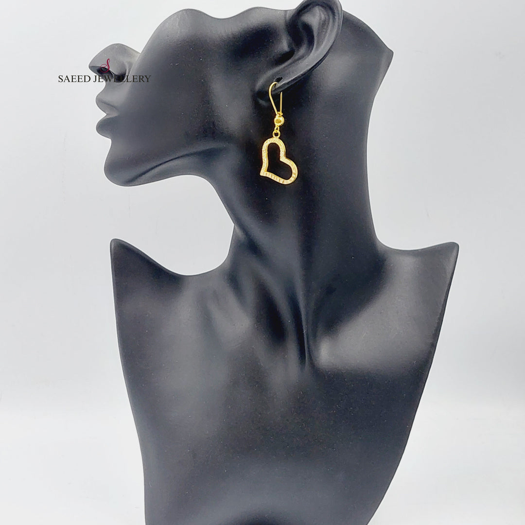 21K Gold Heart Earrings by Saeed Jewelry - Image 1