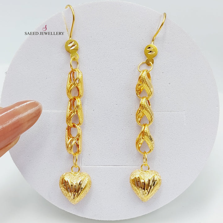 21K Gold Heart Earrings by Saeed Jewelry - Image 1