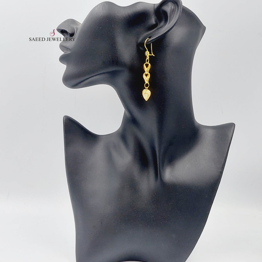 21K Gold Heart Earrings by Saeed Jewelry - Image 3