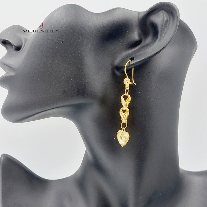 21K Gold Heart Earrings by Saeed Jewelry - Image 1