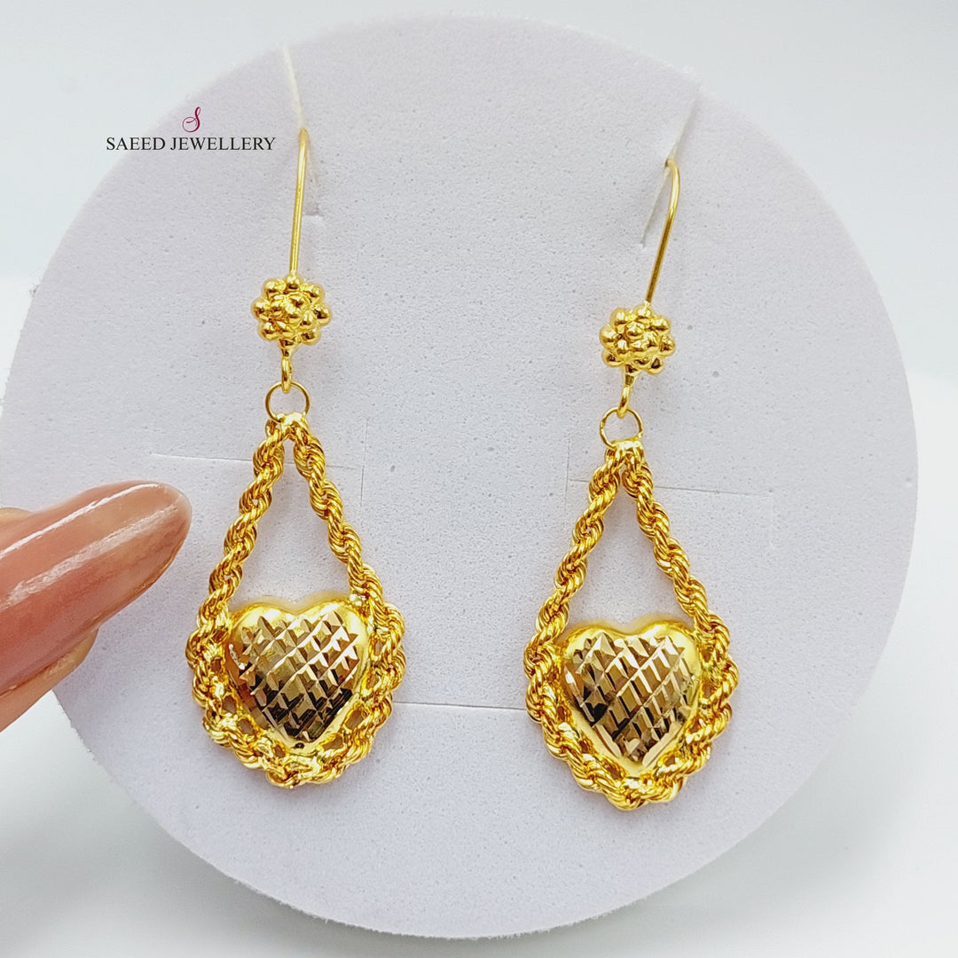 21K Gold Heart Earrings by Saeed Jewelry - Image 2