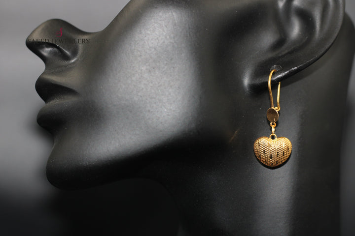 21K Gold Heart Earrings by Saeed Jewelry - Image 2