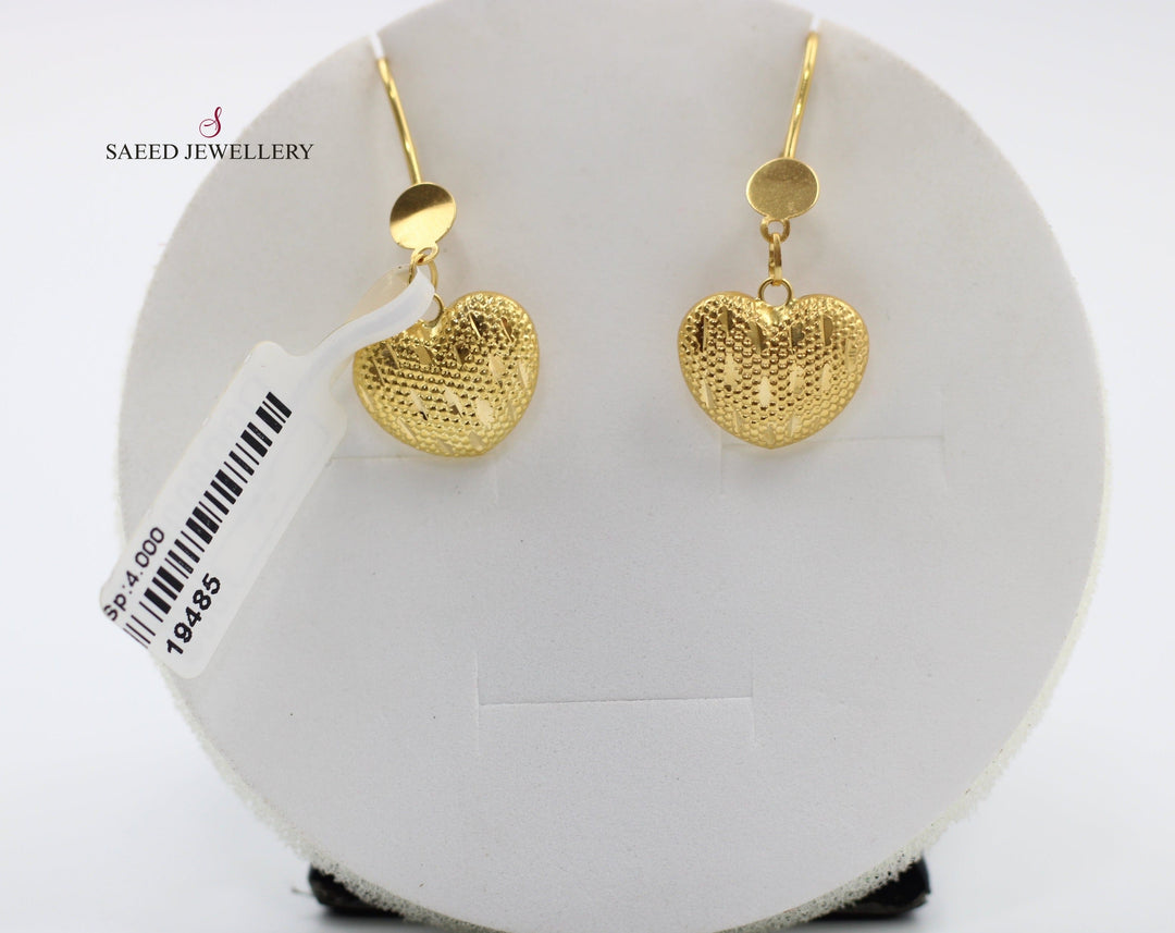 21K Gold Heart Earrings by Saeed Jewelry - Image 1