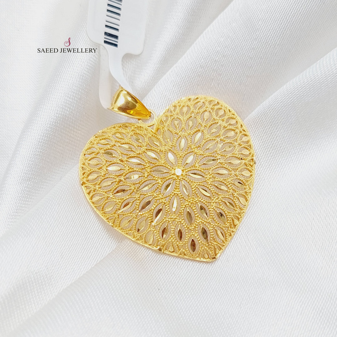 21K Gold Heart Pendant by Saeed Jewelry - Image 3