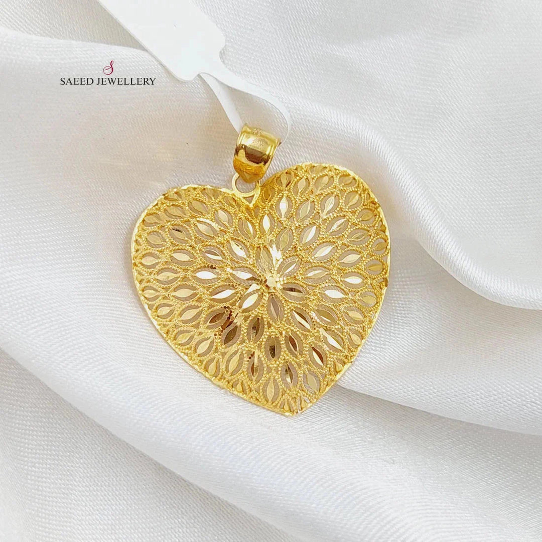 21K Gold Heart Pendant by Saeed Jewelry - Image 3