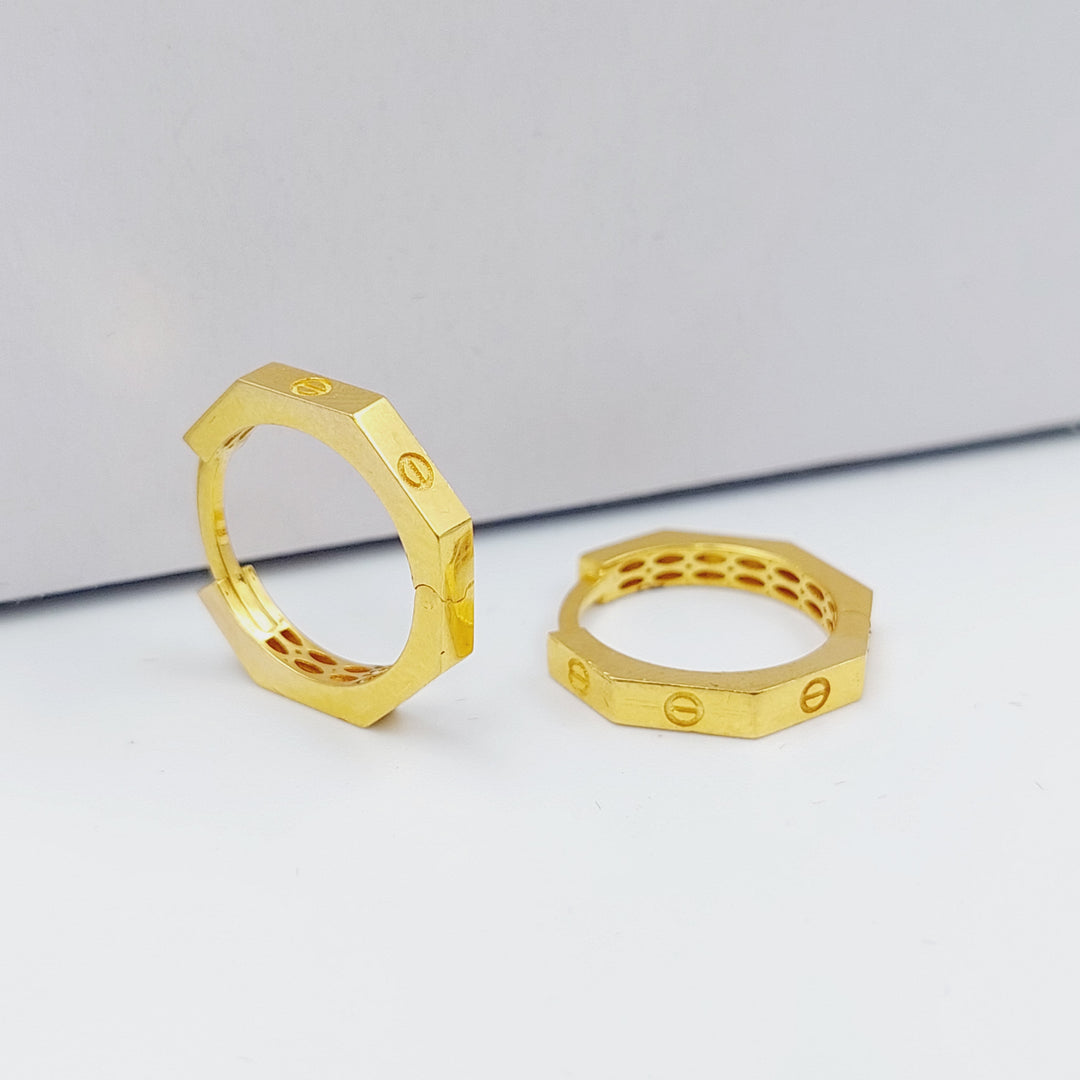 21K Gold Hexagon Earrings by Saeed Jewelry - Image 3