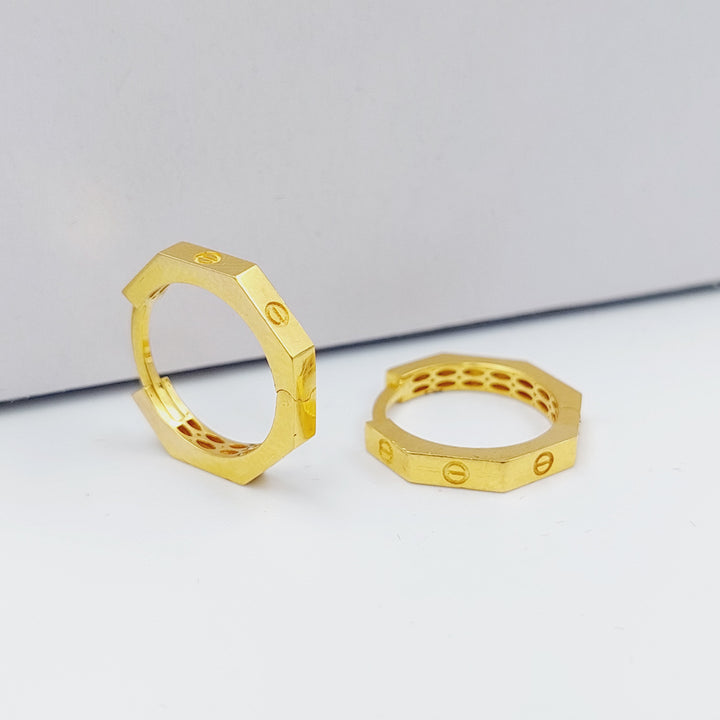 21K Gold Hexagon Earrings by Saeed Jewelry - Image 3