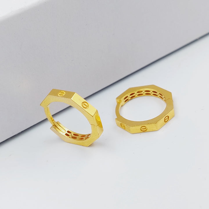 21K Gold Hexagon Earrings by Saeed Jewelry - Image 5