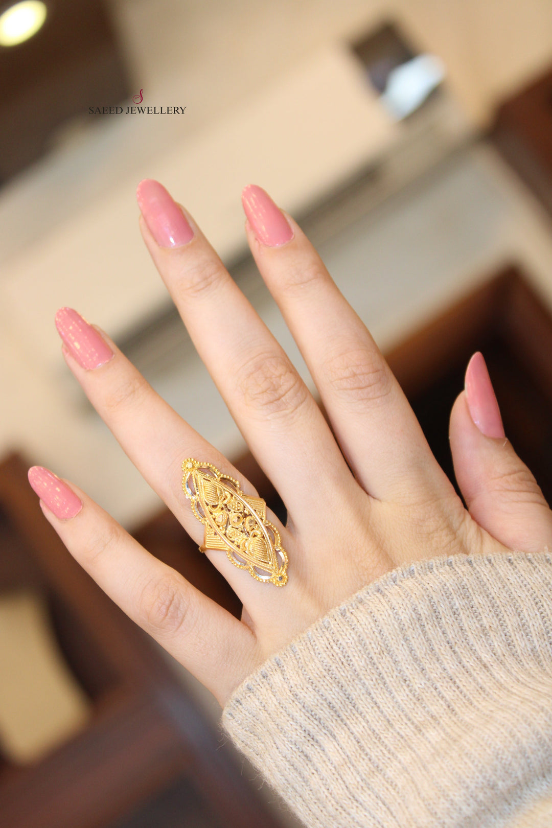 21K Gold Indian Ring by Saeed Jewelry - Image 2