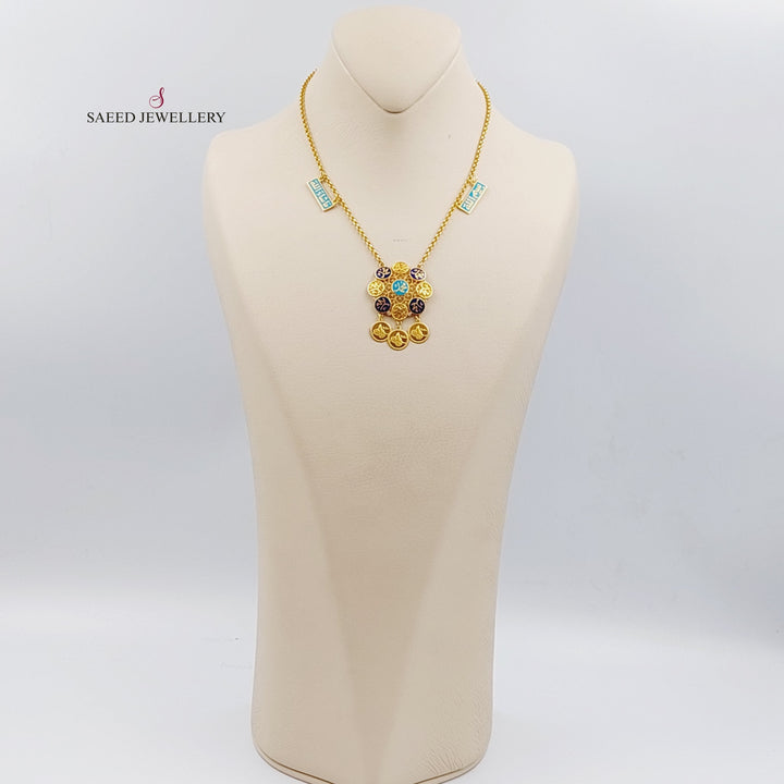 21K Gold Islamic Enamel Necklace by Saeed Jewelry - Image 5