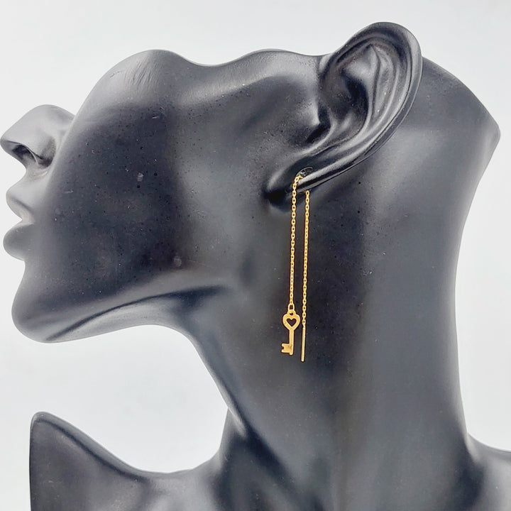 21K Gold Key Earrings by Saeed Jewelry - Image 2