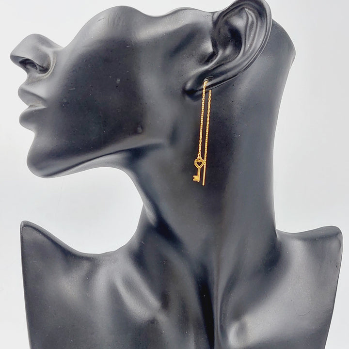 21K Gold Key Earrings by Saeed Jewelry - Image 3