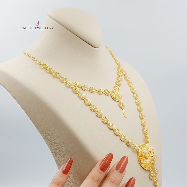 21K Gold Kuwait Shall Necklace by Saeed Jewelry - Image 3