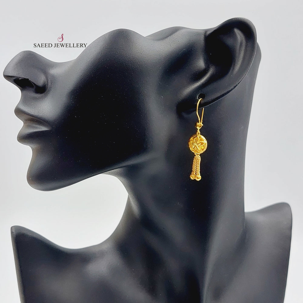 21K Gold Kuwaiti Earrings by Saeed Jewelry - Image 2