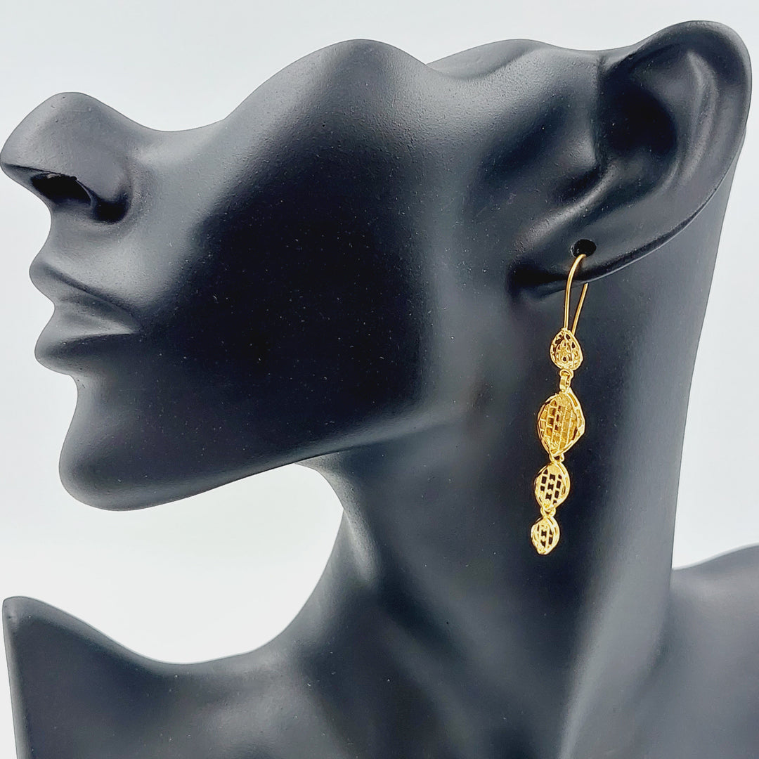 21K Gold Kuwaiti Earrings by Saeed Jewelry - Image 2