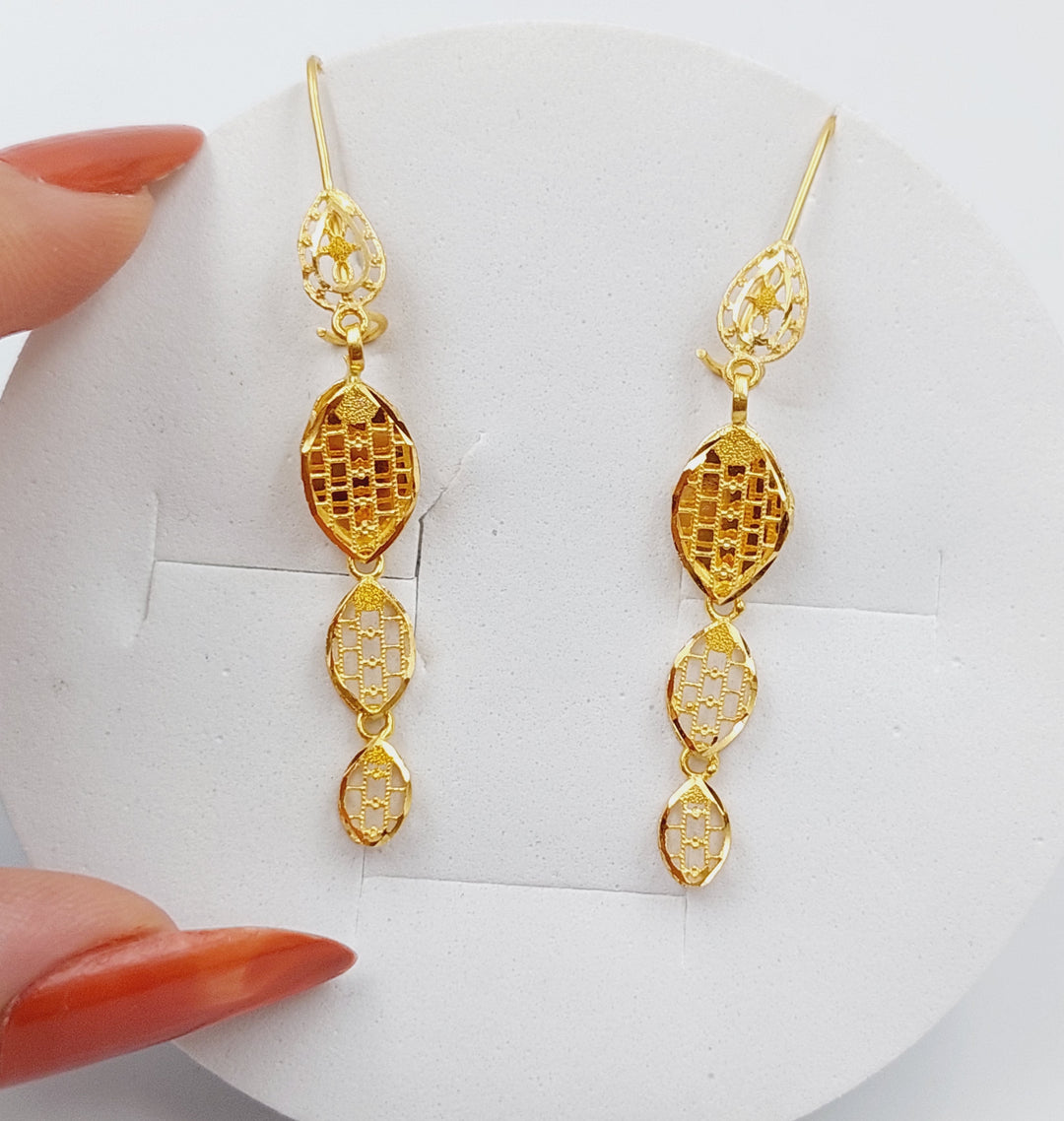 21K Gold Kuwaiti Earrings by Saeed Jewelry - Image 1