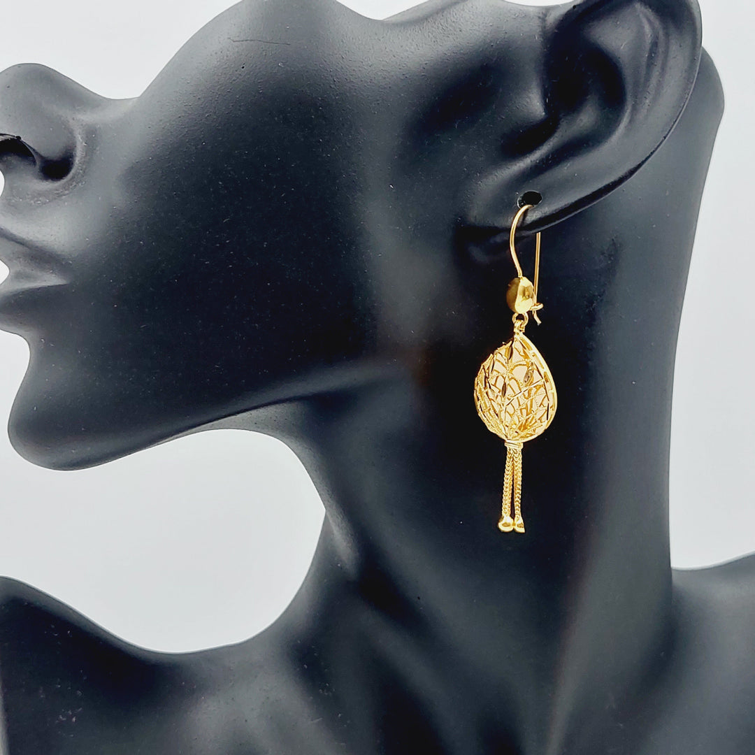 21K Gold Kuwaiti Earrings by Saeed Jewelry - Image 2