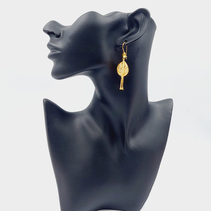 21K Gold Kuwaiti Earrings by Saeed Jewelry - Image 3