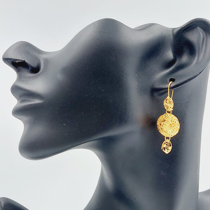 21K Gold Kuwaiti Earrings by Saeed Jewelry - Image 2