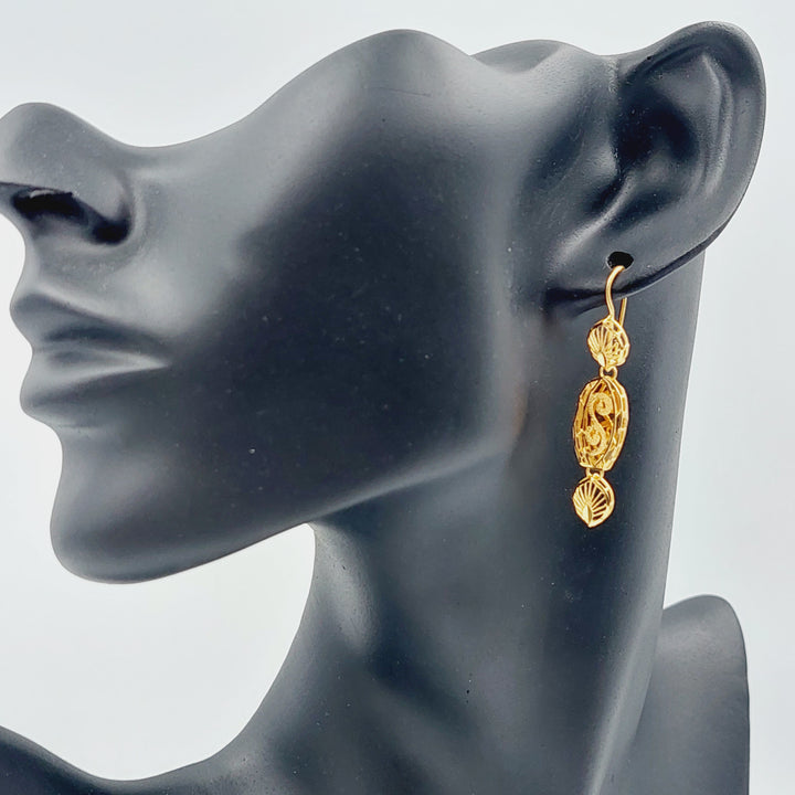 21K Gold Kuwaiti Earrings by Saeed Jewelry - Image 2