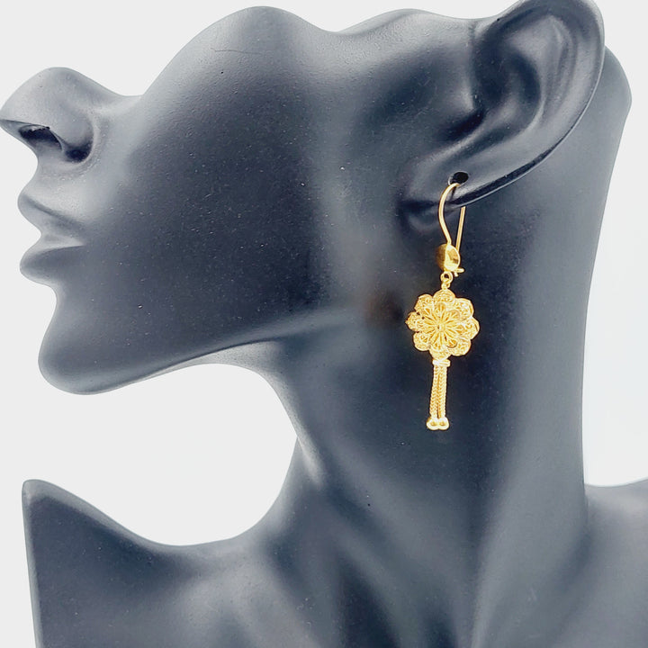 21K Gold Kuwaiti Earrings by Saeed Jewelry - Image 2