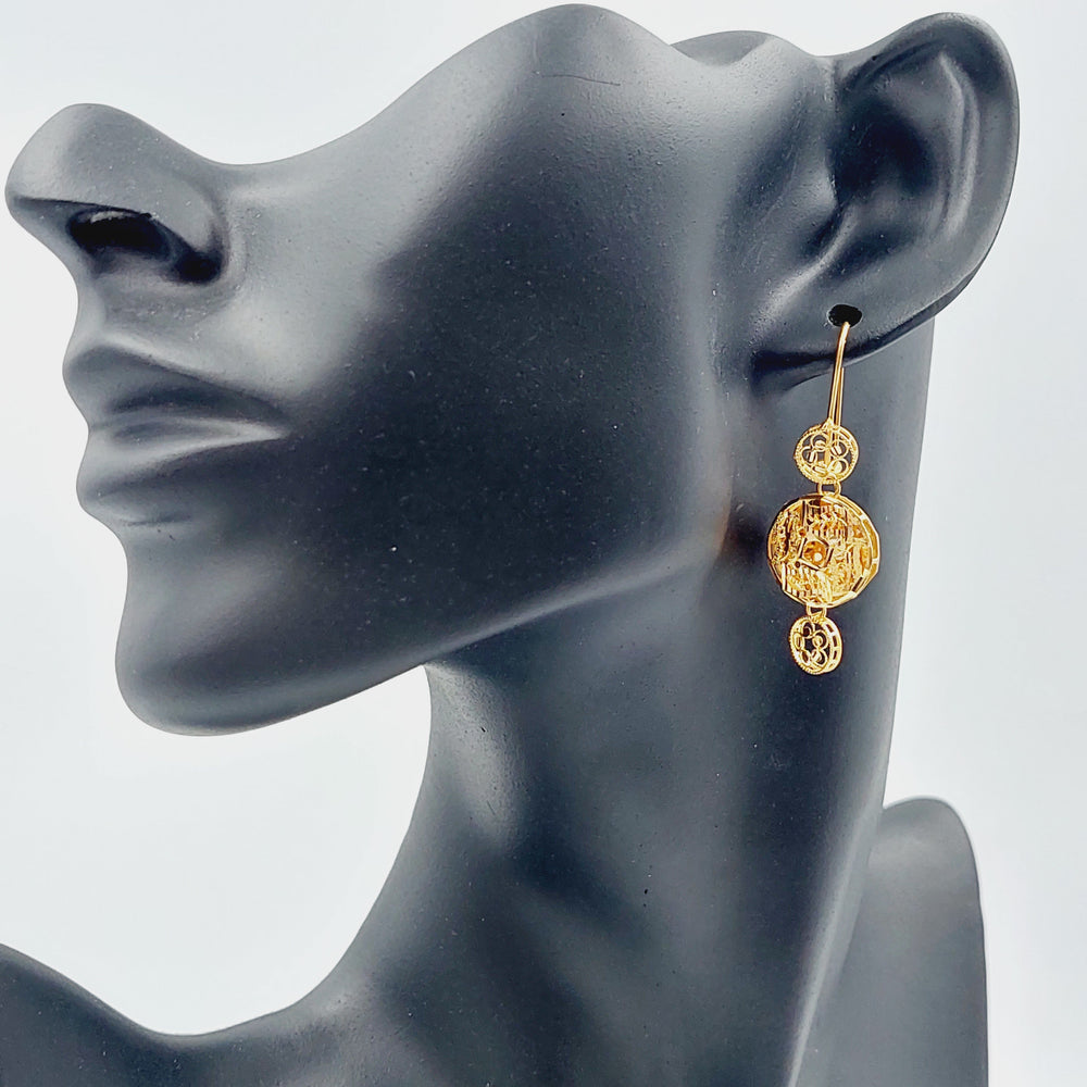 21K Gold Kuwaiti Earrings by Saeed Jewelry - Image 2