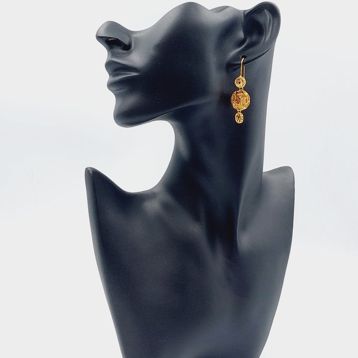 21K Gold Kuwaiti Earrings by Saeed Jewelry - Image 3