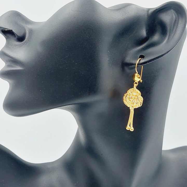 21K Gold Kuwaiti Earrings by Saeed Jewelry - Image 2