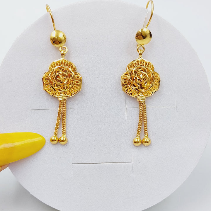 21K Gold Kuwaiti Earrings by Saeed Jewelry - Image 1