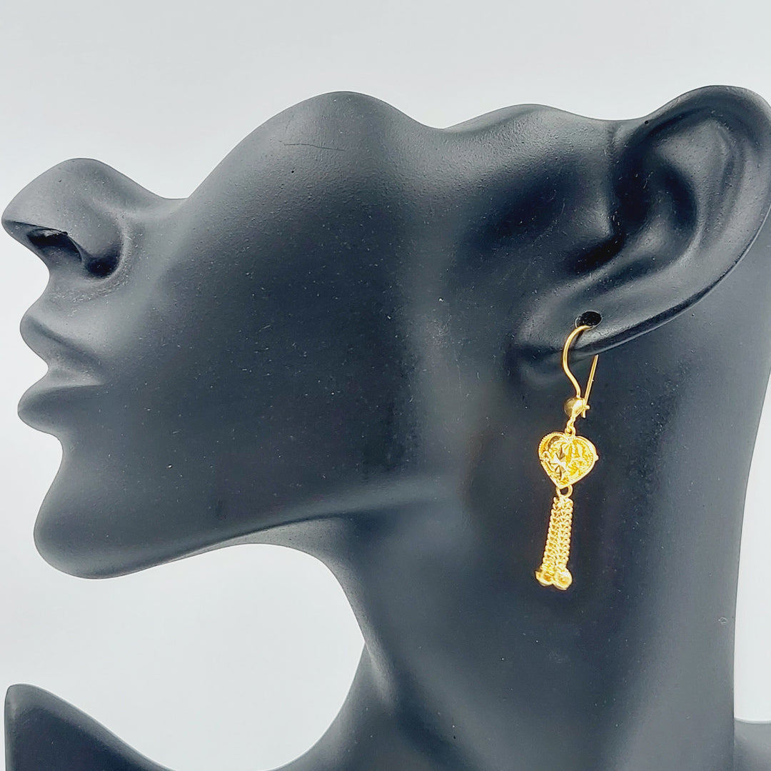 21K Gold Kuwaiti Earrings by Saeed Jewelry - Image 2