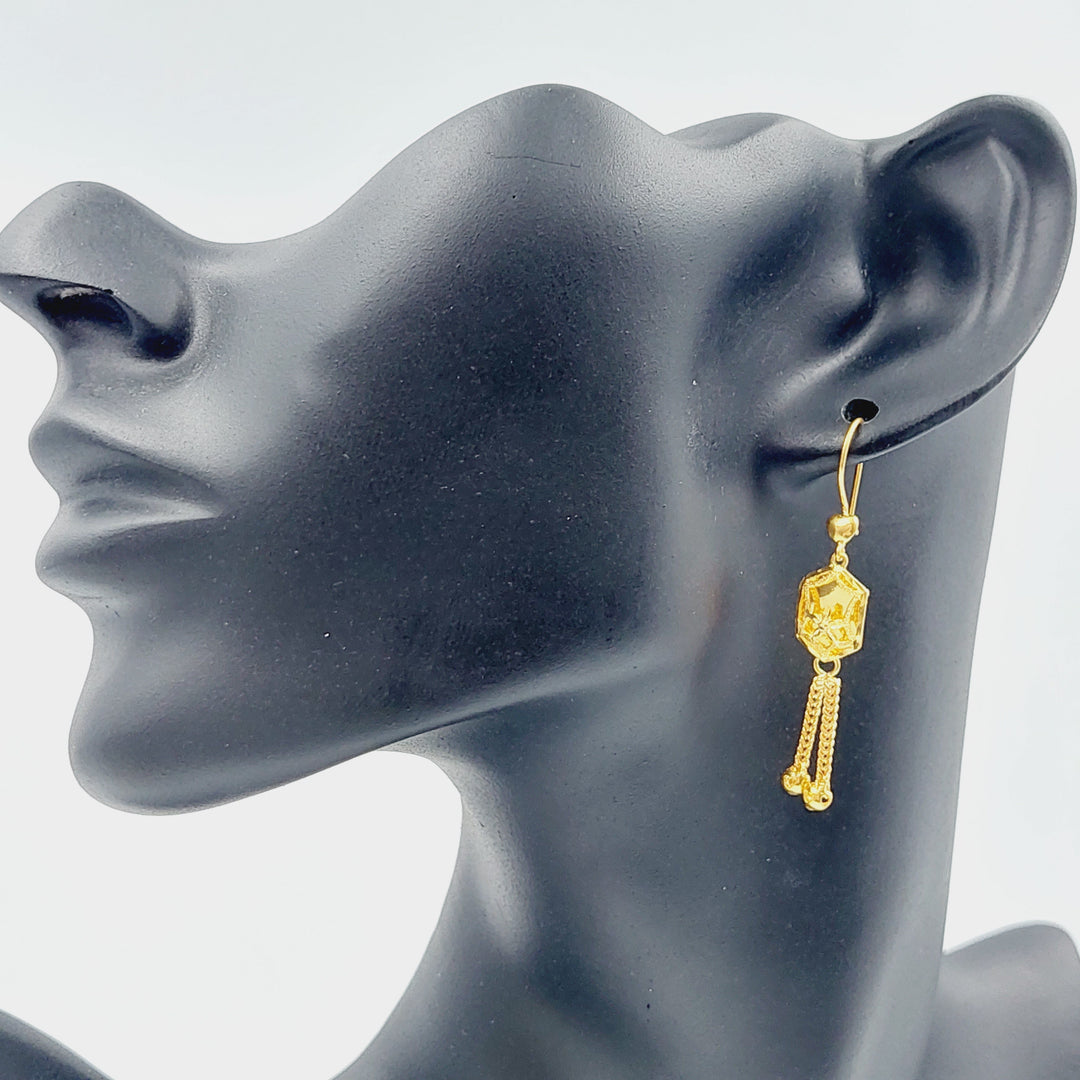 21K Gold Kuwaiti Earrings by Saeed Jewelry - Image 2