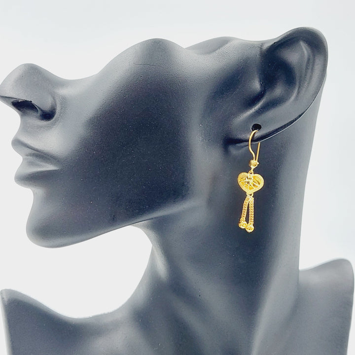 21K Gold Kuwaiti Earrings by Saeed Jewelry - Image 2