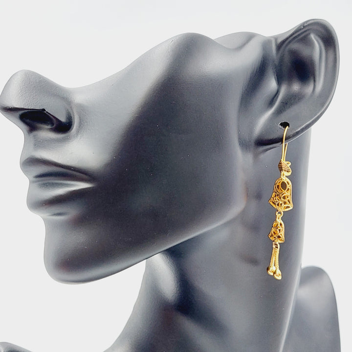 21K Gold Kuwaiti Earrings by Saeed Jewelry - Image 2