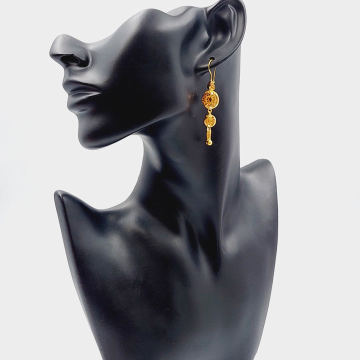 21K Gold Kuwaiti Earrings by Saeed Jewelry - Image 3